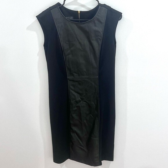 Spense leather panel black sheath dress size 4 - Picture 2 of 5